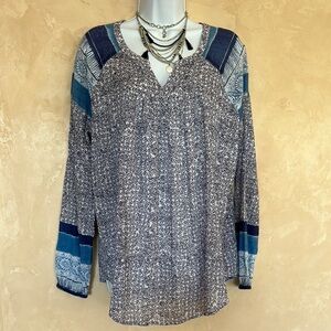 Lucky 🍀 Brand Blue Print Women's Top - L